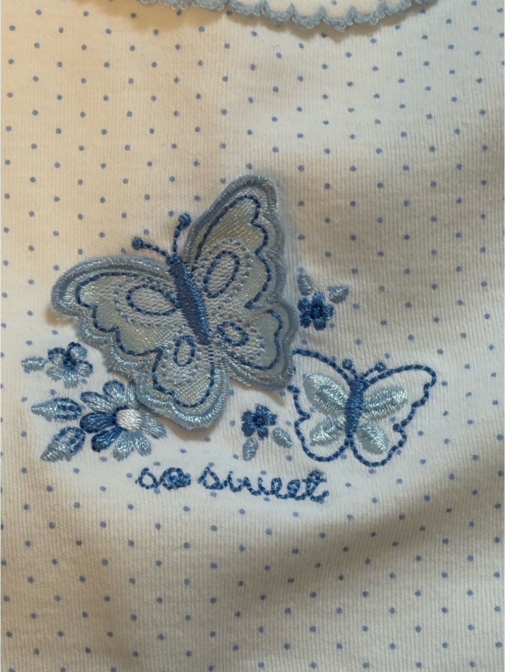 Carter's Cream & Light Blue Butterfly One-Piece Baby Outfit - Picture 5 of 5